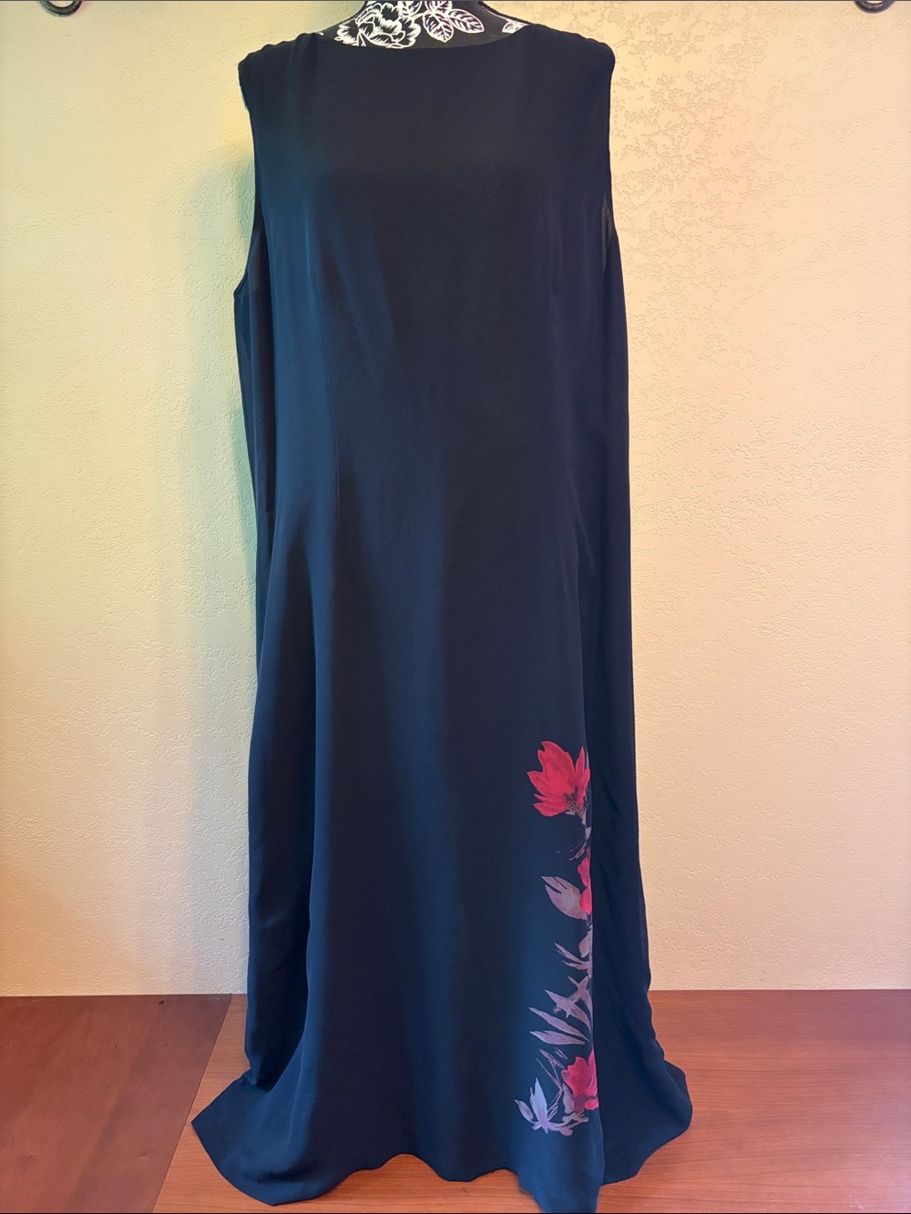 Valerie Stevens Black Silk Dress with Subtle Scoop Neck